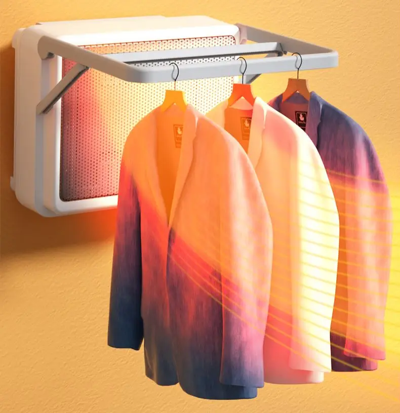 2 In 1 Towel Warmer,2000w Wall Mounted Electric Heater With Builtin