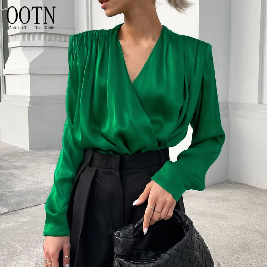 Ootn Spring Commuter Office Lady Blouse Elegant Chic Long Sleeve French