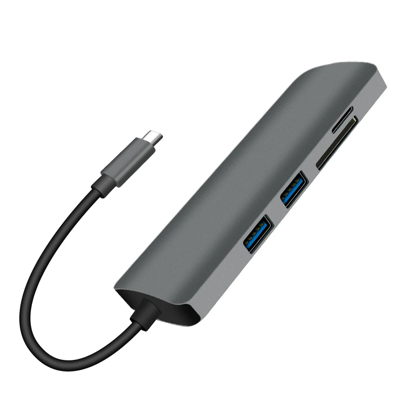 
Сетевой адаптер PD 7 в 1, USB 3,0 адаптер для TF, SD-карты, гигабитный сетевой порт, HD MI, блок питания PD power supply Charge 7 in 1 TF SD Card gigabit network port HD MI USB3.0 Adapter power USB Hub