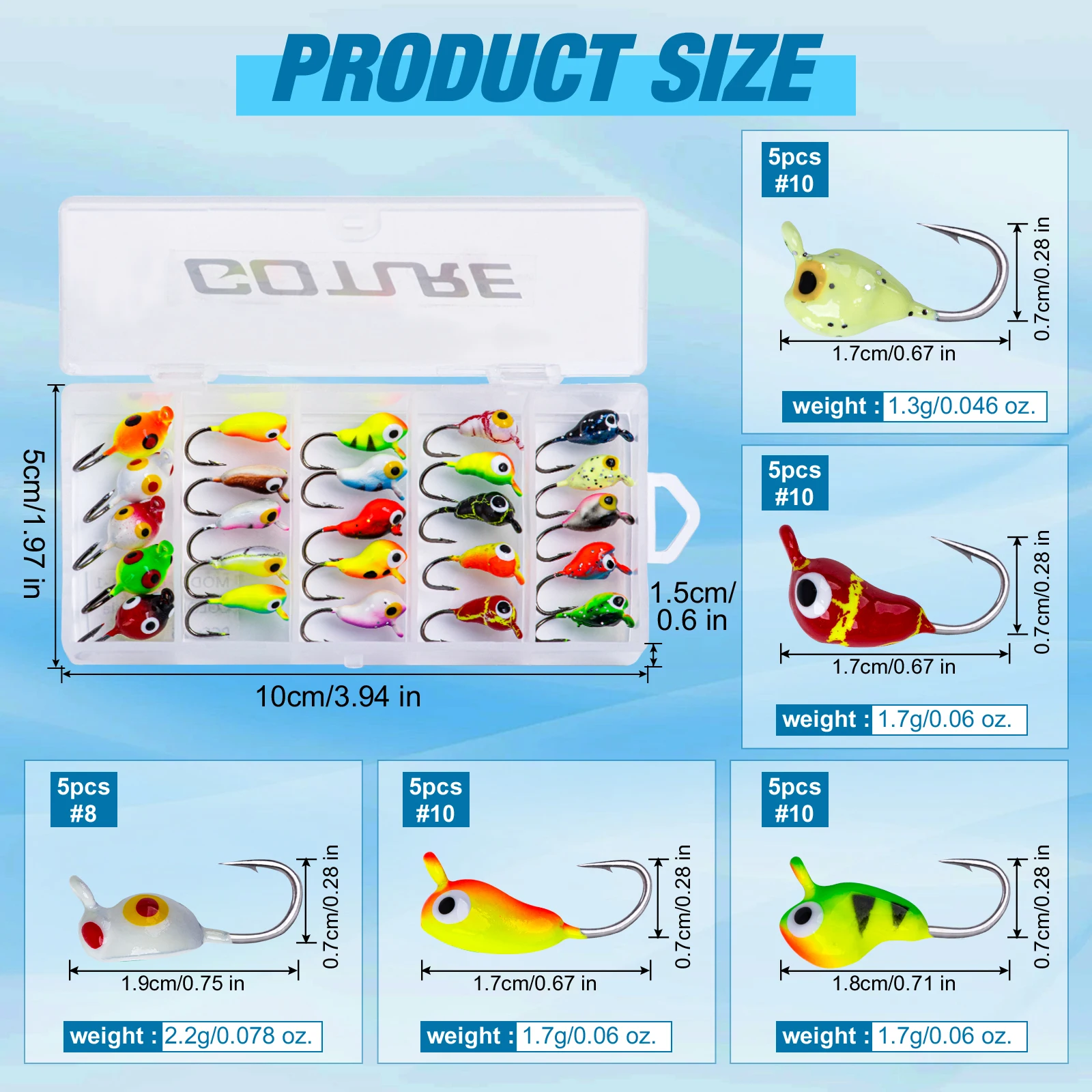12 Pack Ice Fishing Jig Heads - Lead Jigs, 0.08 Oz, 0.71 Inch, For Panfish Walleye Pike - View #6