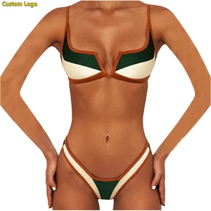 OEM Custom Swimwear Private Label String Thong Bikini Extreme Micro Cutout Swimsuit Shiny Plus Size XL Stretch Beach Party 2026