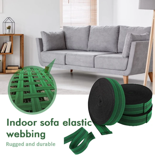 17.001 WELLTOP Custom 50m Furniture Webbing Green Color Sofa Webbing Upholstery Band Belts Elastic Webbing Tape