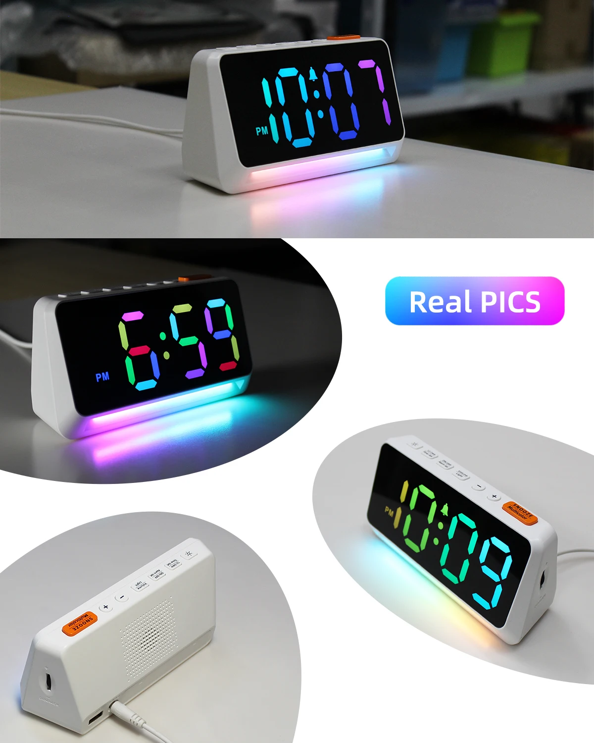 Super Loud Alarm Clock For Bedroom Small Bedside Digital Clock With Led