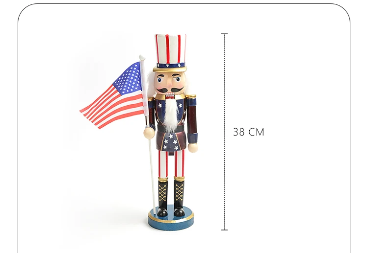 Manufacturer American Indoor 15inch 38cm Xmas Custom Christmas Wooden Nutcracker Figurines Decor