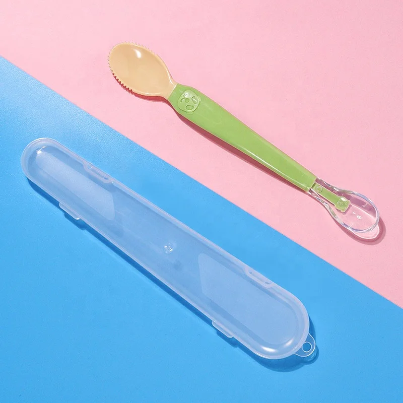 Cuchara de silicona de doble cabeza para alimentos (verde), cuchara de  barro para raspar frutas para bebés, cucharas de alimentación cuchara de