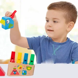 Kids Musical Wood Toys Baby Colorful Bird Whistle Montessori Music Enlightenment EducationToy Baby Gifts Instrument