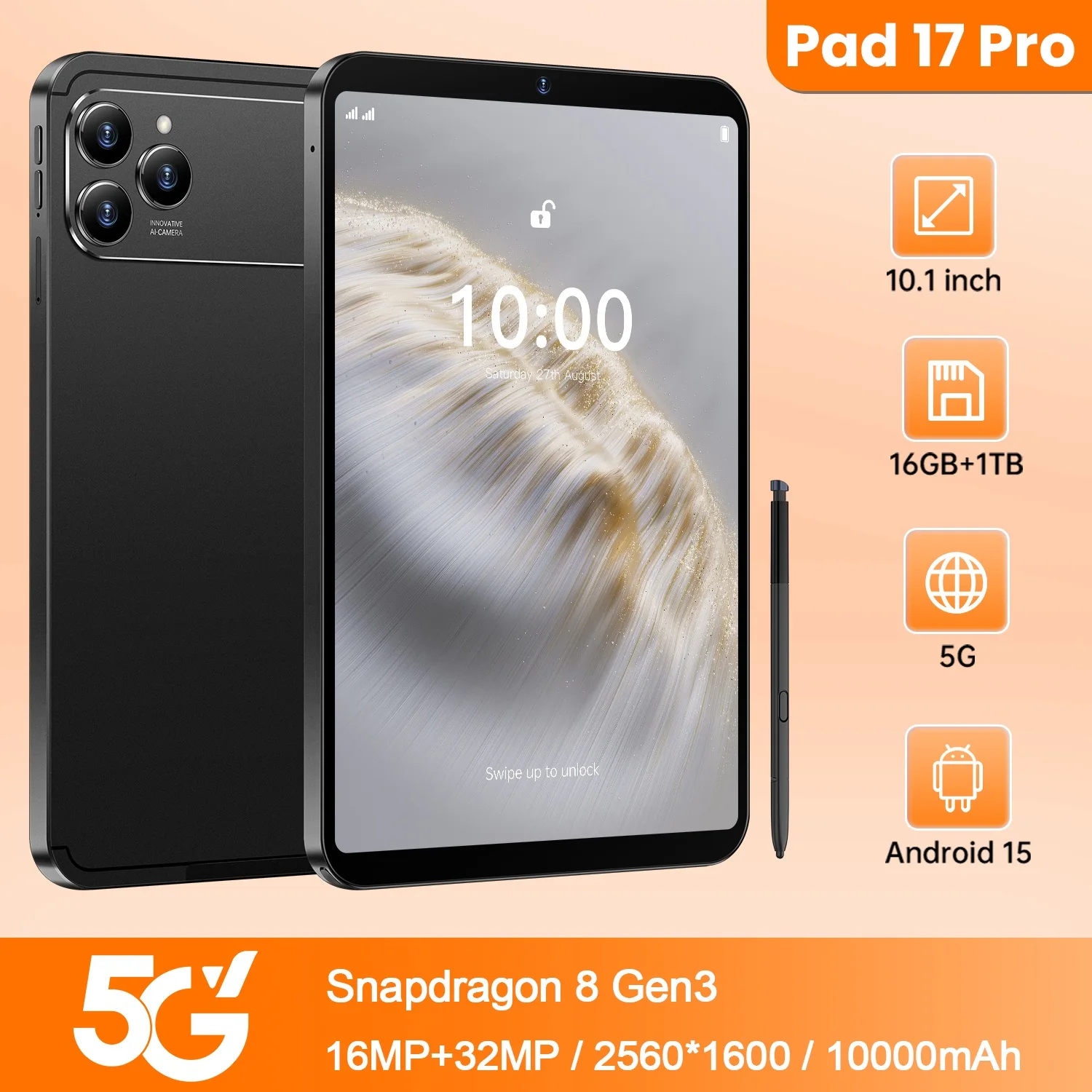 New Pad 17 Pro Max 5G Tablet PC Dual SIM with Stylus 16GB+1TB 32MP