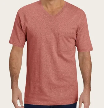 Custom Your logo Men's Cotton Crew Neck T-Shirt Moisture Wicking Pocket Undershirt Short Length Silk Screen Printing