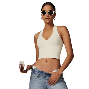 European American High Quality Women's Sports Bra Soft Comfortable for Running Sexy Backless Design Naked Feeling Breathable