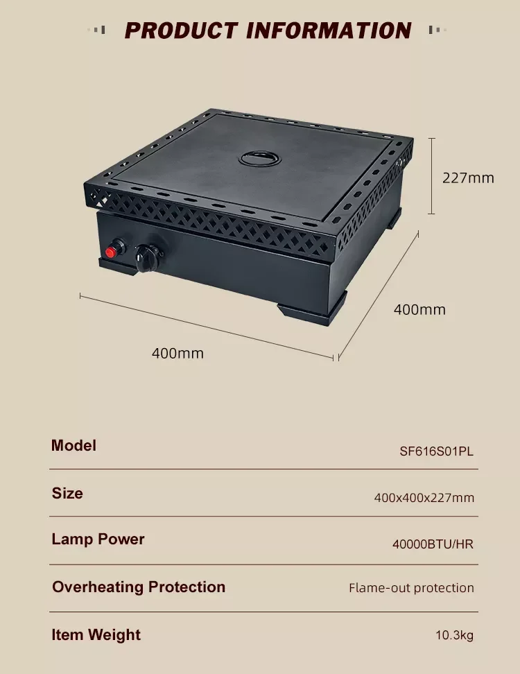 Professional China Manufacturer Vertical Square Patio Garden Outdoor Gas Fire Pit