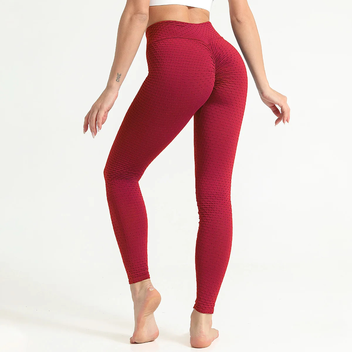 Red High Waisted Leggings, KG Essentials