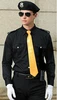 Black long sleeve shirt without tie