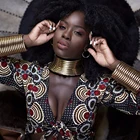 Fashion Gold African Jewelry 3pcs Sets Punk Gothic Chunky Leather Choker Collars Statement Necklace Cuff Bracelets Jewelry Set