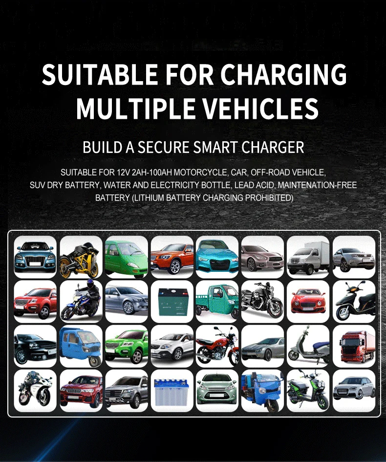 Automatic fast 12V car battery charger 12v 6a Maintenance-free deepcycle 12 volt trickle battery charger with pulse repair_10