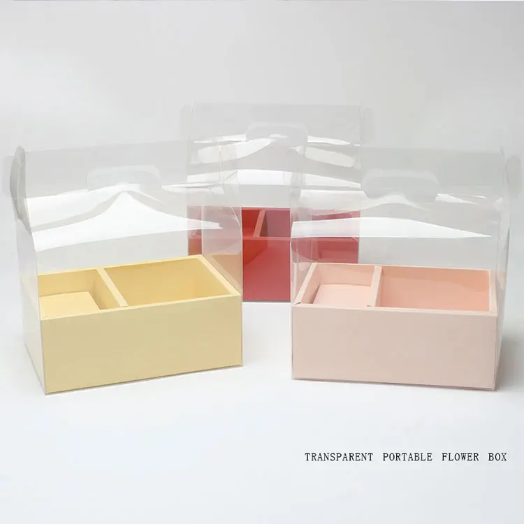 Transparent Plastic Preserved Bouquet Rose Packaging Gift Boxes Portable Clear PVC Flower Box