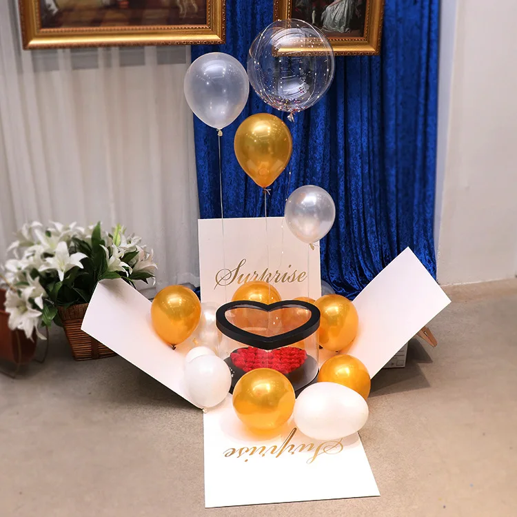 Изготовленный На Заказ Бумажный воздушный шар для романтической вечеринки свадьбы шар-сюрприз Подарочная коробка красивые взрывные подарочные коробки дня