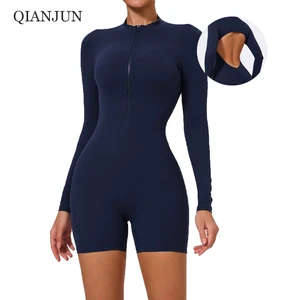 Custom One Piece Workout Bodysuit Stand Neck Bodysuit One Piece Yoga Wear Gym & Running Sportswear Hollow Yoga Tight Rompers