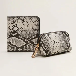 Custom Logo Snake PU Vegan Leather Women Small Zipper Pouch Coin Case Purse for Female Ladies