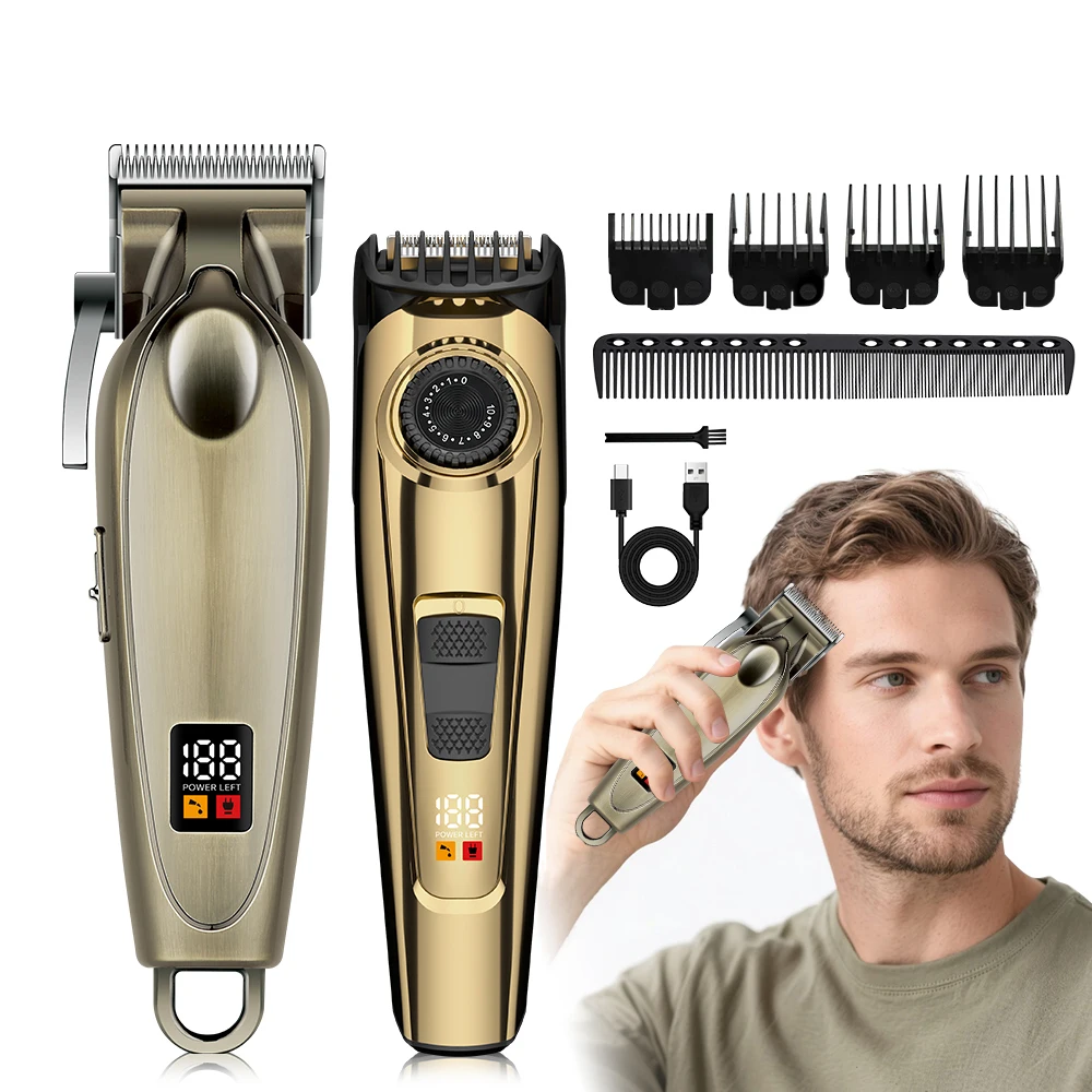 Professional USB Hair Cutter Trimmer Set for Humans Stainless Steel Blades for Household Hotel Use English Designed Barber