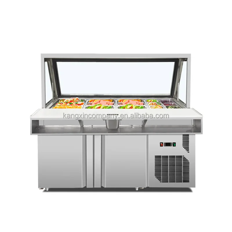 Commercial Use Subway Sandwich Prep Table Refrigerated Cover Lid Customized Salad Bar for Buffet Service 1.5M Digital Controller