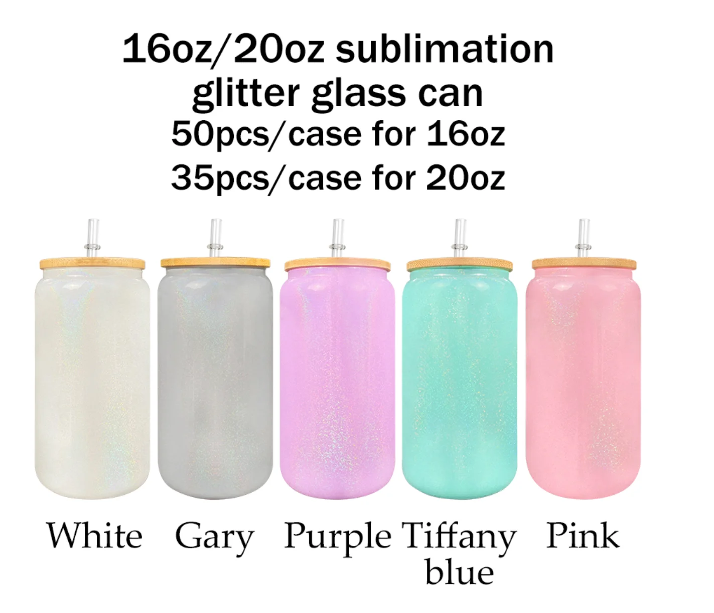 16 oz Iridescent BLANK Sublimation Glass Cans