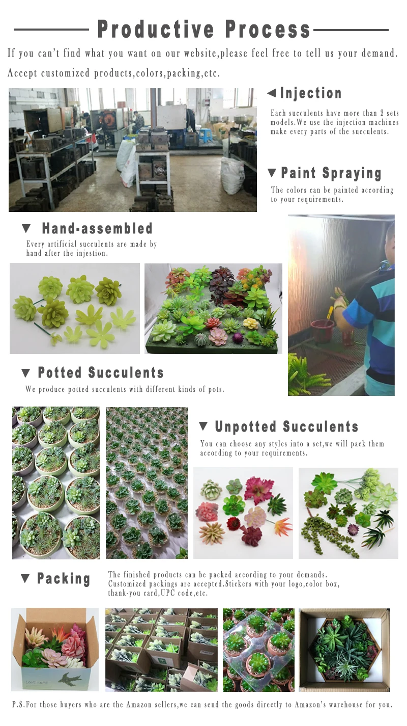 Best Selling Succulent Plants Faux Plastic FakeFlowers Mini Artificial Succulents In Pots