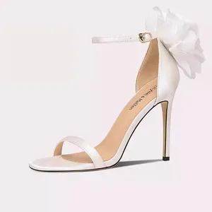 Lily Wei Summer New Ins Stiletto White Fashion High Heels Stiletto Heeled Sandals Bridal Shoes with Big Bow Tie