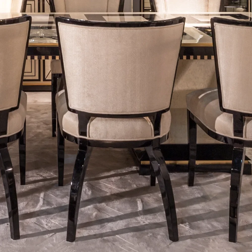 Exclusive Birds Eye Maple Veneered Table Set Velvet Chairs Wood Leg Modern Dining Room Nightstand Bedroom Furniture Wooden