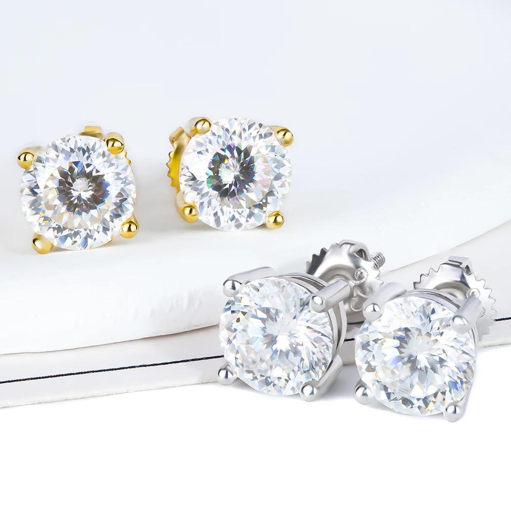 Wholesale Fancy Cutting Portuguese Cut Round VVS Moissanite 925 Silver 4mm to 8mm Moissanite Earring Moissanite Jewelry