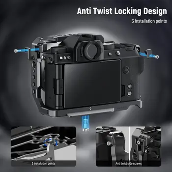 NEEWER X-S20 Camera Cage, Full Access Protective Metal Video Rig With Grip, NATO Rail, 3/8" ARRI, Cold Shoe, Anti Twist Arca detail image