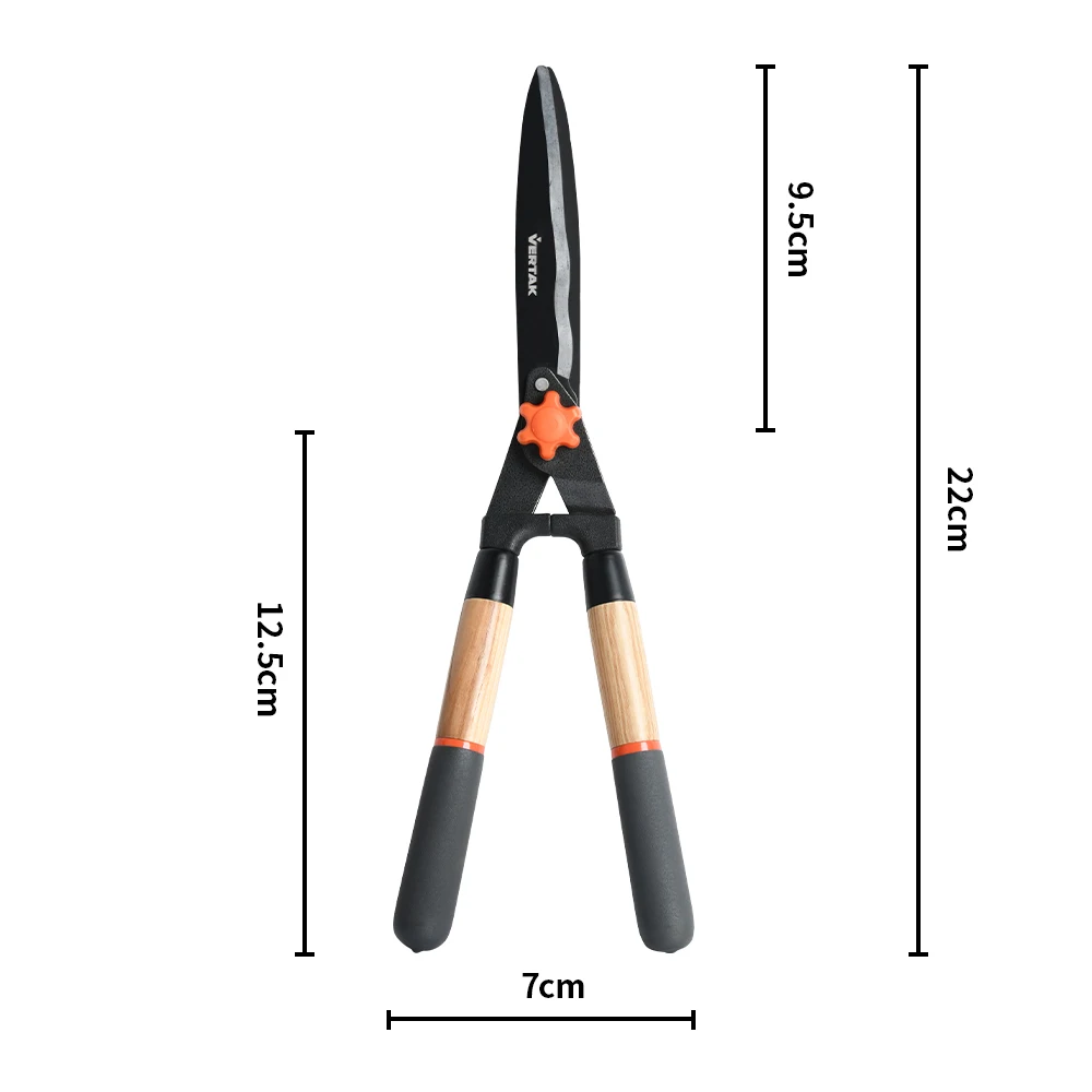 Vertak Wavy Blade Garden Shear Wooden Handle Hedge Shear With Pvc