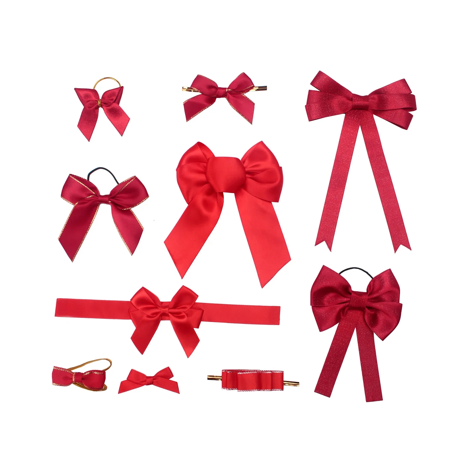 Huihuang Various Bow Types Custom Red Gift Wrapping Wine Bottle Perfume Bows Wholesale