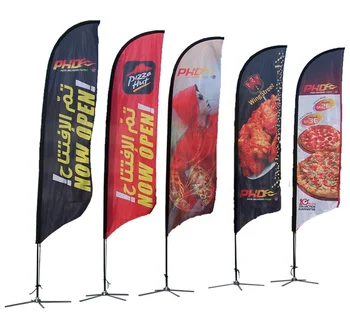 Custom Outdoor Promotional Business Football Banners Feather Flag Pole Kit Teardrop Printed Flags for Advertising