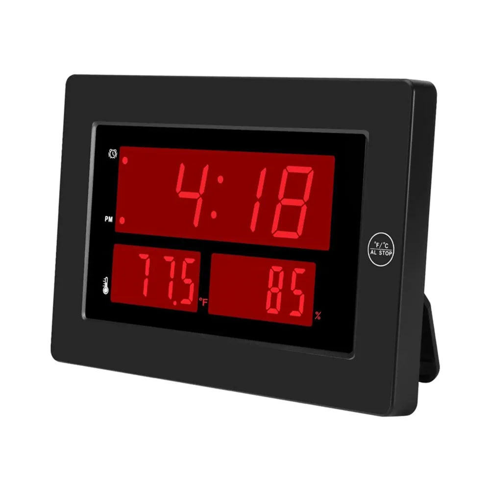 Digital Clock With Indoor Hygrometer Thermometer Display Temperature And Humidity Battery Powered Led Large Display Desk Clock Buy Battery Powered Wall Clock