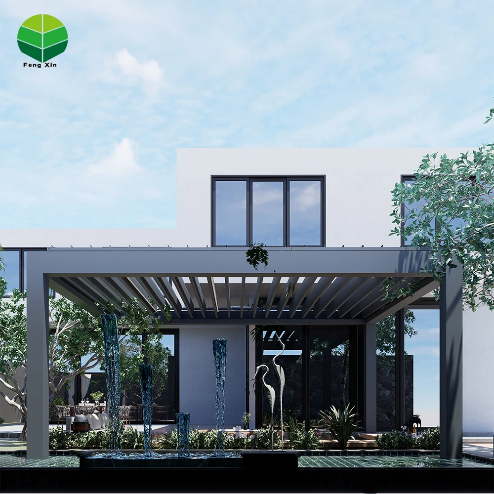 Modern Bioclimatique Manual Pergola Design 3x3 3x4 4x3 4x6 Waterproof Aluminum Frame Gazebo for Garden Balcony 4x4 Room Space