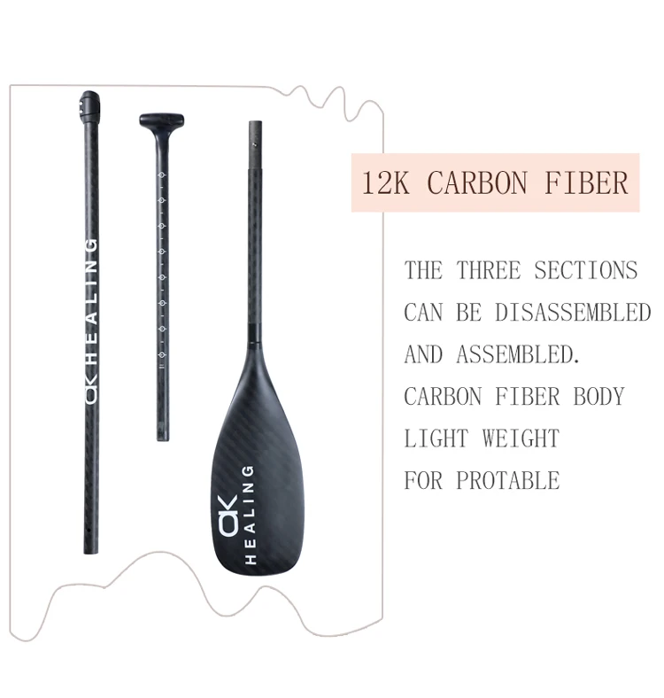12K Carbon Fiber Fiberglass Shaft SUP Paddle Board Accessory Inflatable Stand Up Paddle Surf Carbon Fiber Blade OEM LOGO