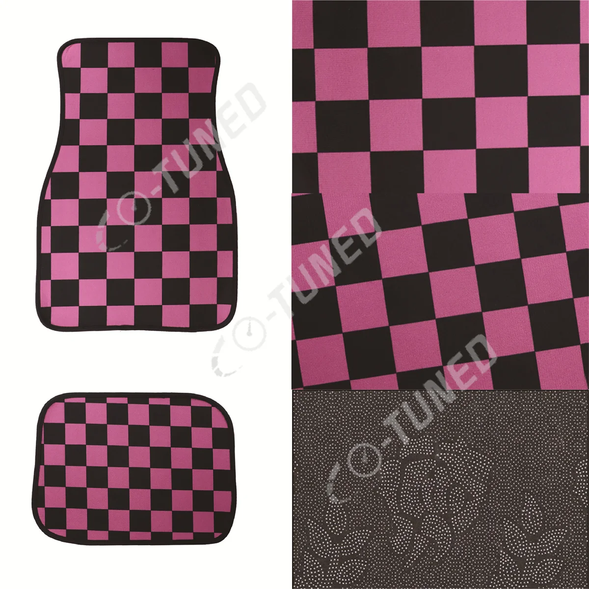 4PCS JDM Racing Cluture Checkered Print Car Floor Mat Accessories Classical Carpet Anti-Slip  Floor  Foot Pad Mats