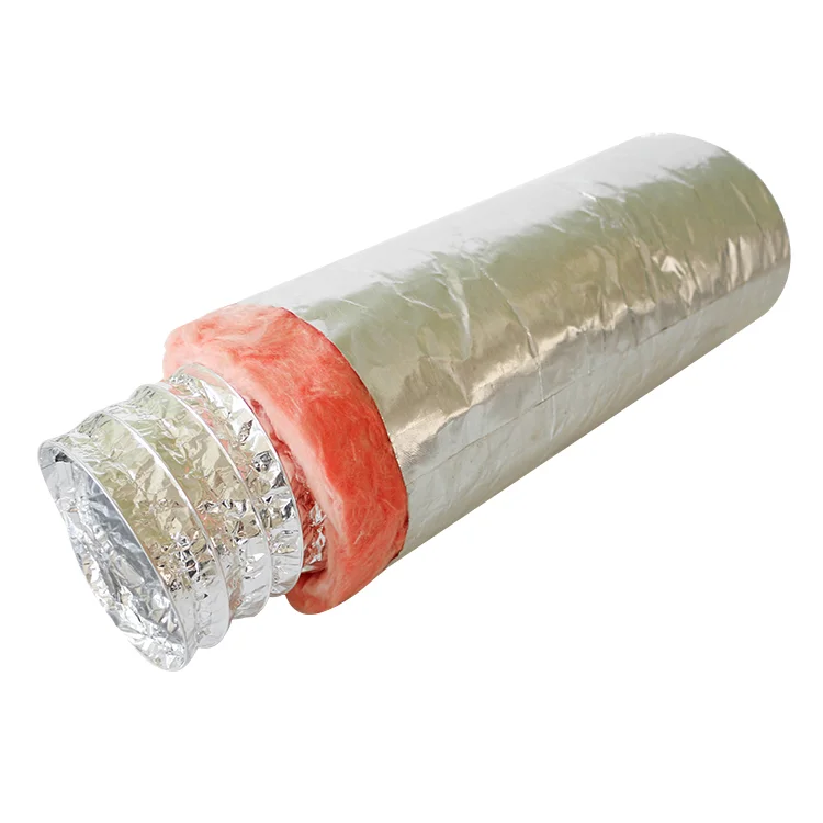 Hvac System R Value Aluminium Foil Insulated Pipe Air Duct R6 R8