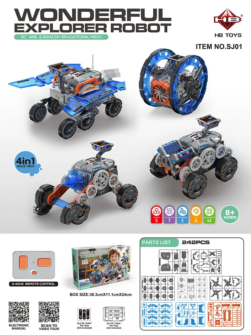 4-in-1 RC Explorer Robot DIY Educational Toy for Kids