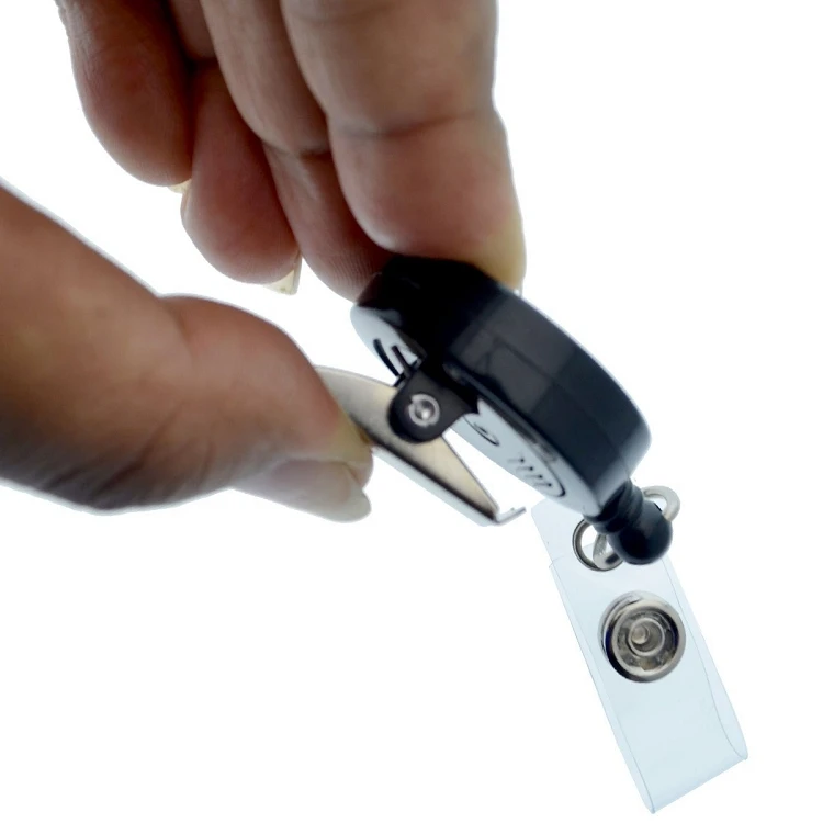 
Индивидуальная печать логотипа круглый черный йо выдвижной чистый бейдж катушка с крючком 