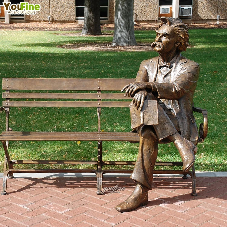 YOUFINE High Quality Famous Figure Customized Life Size Bronze Albert Einstein Sculpture Man on Bench
