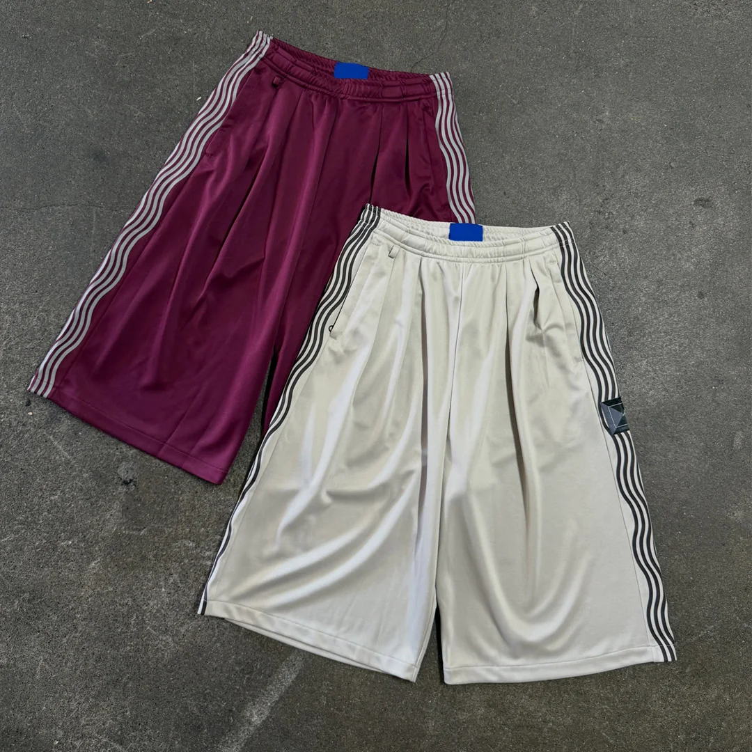 Výrobce oblečení na zakázku – mužské sportovní šortky s bočními pruhy, volné, se širokými nohami, streetwear, každodenní tréninkové spodní prádlo, velkoobchod, 100 % bavlna