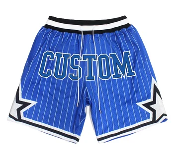 Source Custom logo dry-fit retro old school throwback polyester mesh zipper  embroidered Magic just mens don basketball shorts on m.