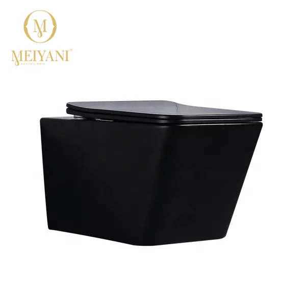 Meiyani Concealed Tank Matte Black and Colorful Bathroom Ceramic Wall Hung Toilet