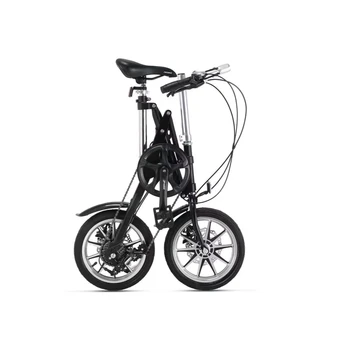 OEM Logo 14-Inch One Second Folding Bike with 7 Speed Gears Carbon Fibre Steel Fork Disc Brake System Aluminum Alloy