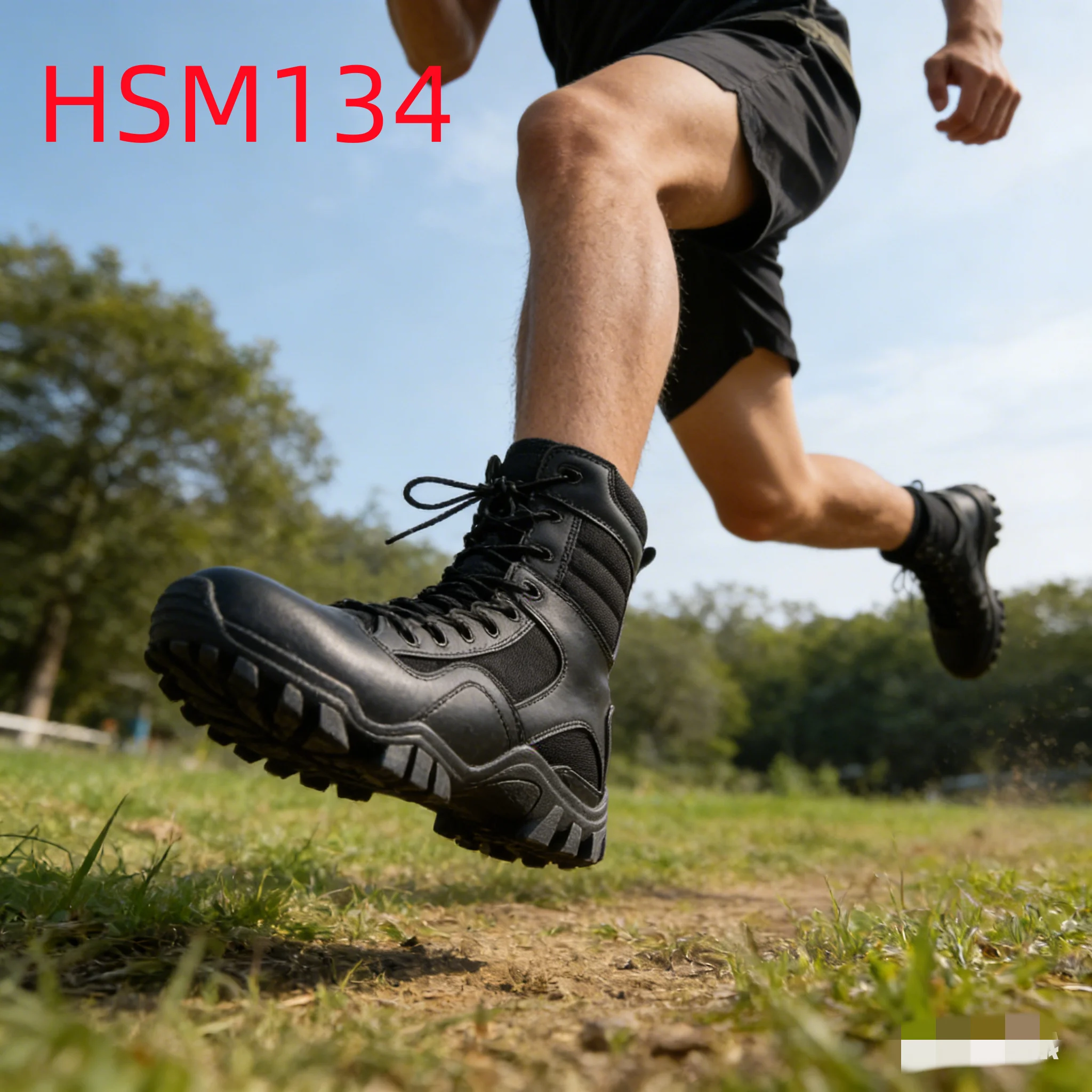 HY,Classic 8 Inch Curved Zipper Design Versatile Tactical Gear Boots Utility-style Wearable Rubber Outsole Combat Boots HSM134