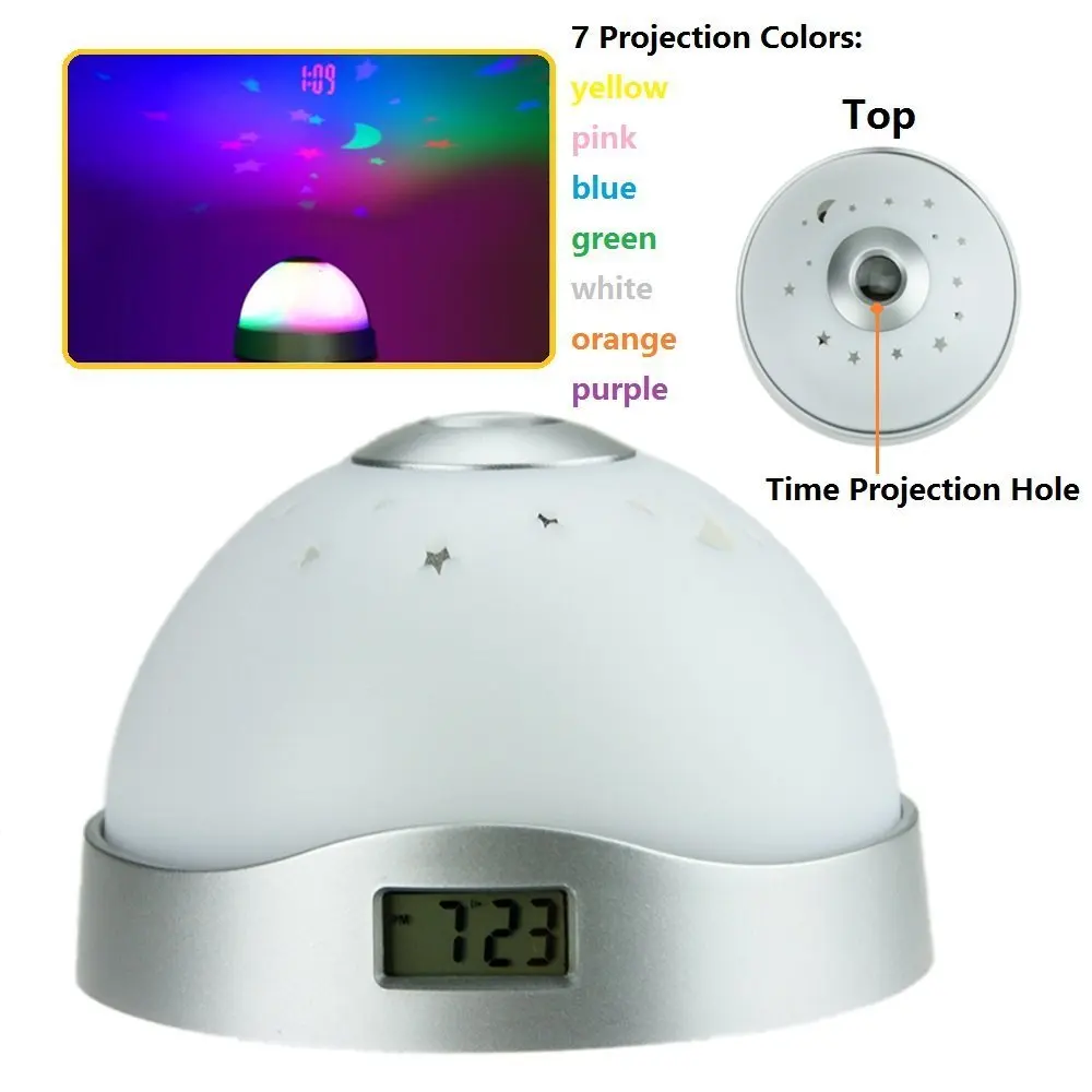 Promotional Gift Mini LED 7 Colorful Changing Christmas Gift Bedside Projection Alarm Clock