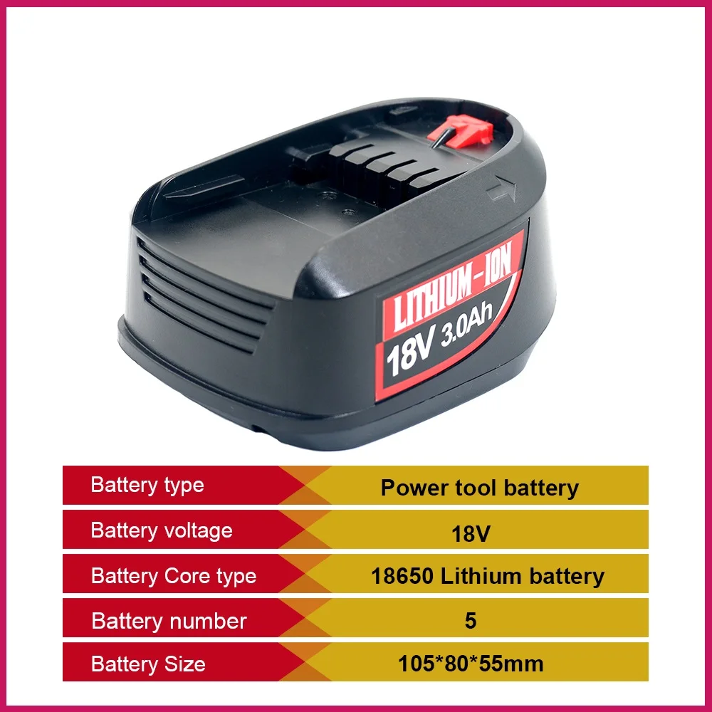 Rechargeable 18V 3Ah Lithium Battery Pack Compatible BAT610 Power Tool 18V Lithium Battery for Bosch BAT610 BAT609 Drill