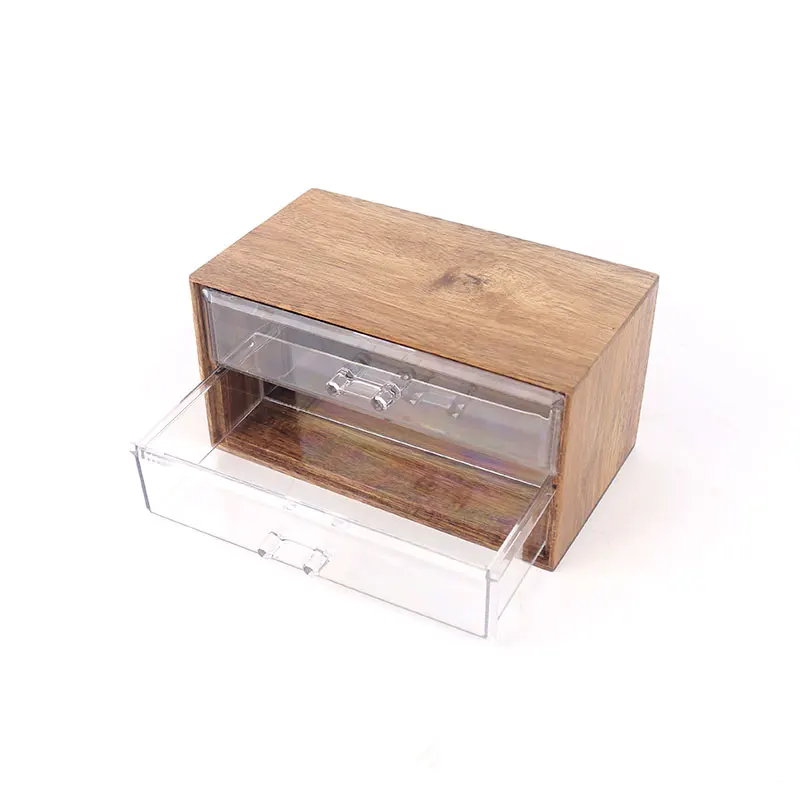 product modern bamboo makeup organizer clear acrylic drawers ps plastic stackable cosmetics storage jewelry desk aluminum metal type-14