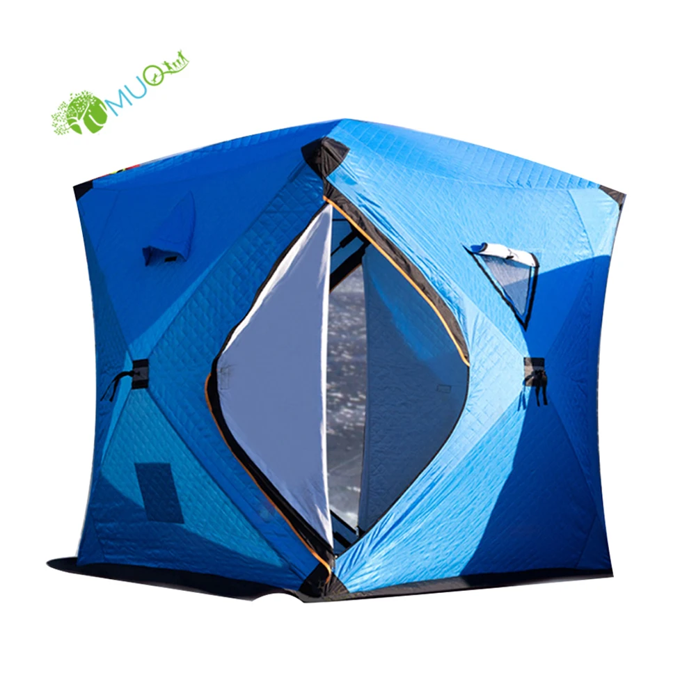 Палатка для зимней подледной рыбалки YumuQ, 7,2 дюйма x 7,2 дюйма x 7 дюймов, на 3-4 человек, навес, водонепроницаемая и ветрозащитная палатка для подледной рыбалки